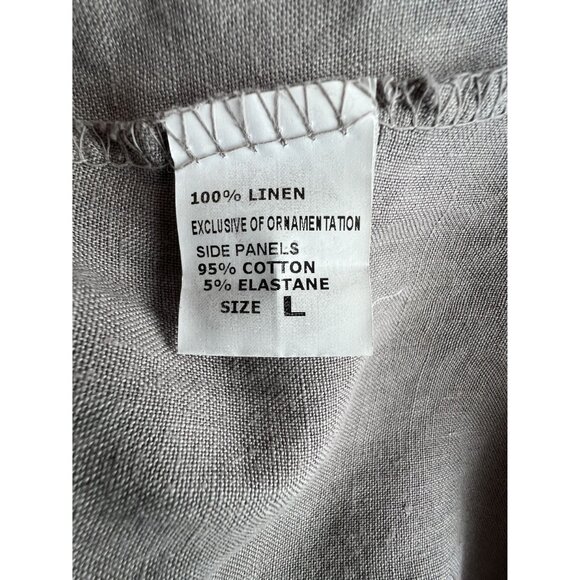 Lina Tomei Dress Sleeveless Linen Lace Detail Button Ruffle Hem Large - Picture 9 of 9